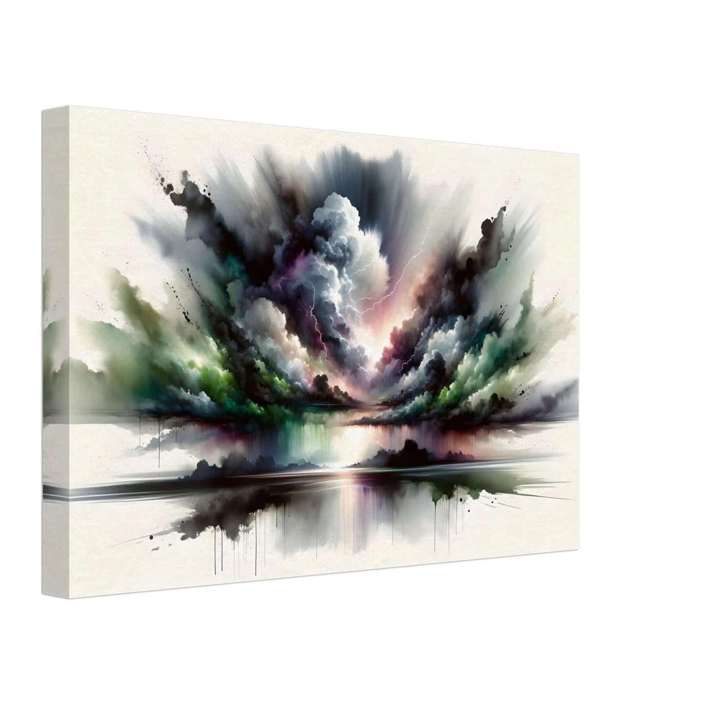Calm Thoughts After the Storm wall art with dramatic clouds and serene pastel reflections, perfect for home decor.