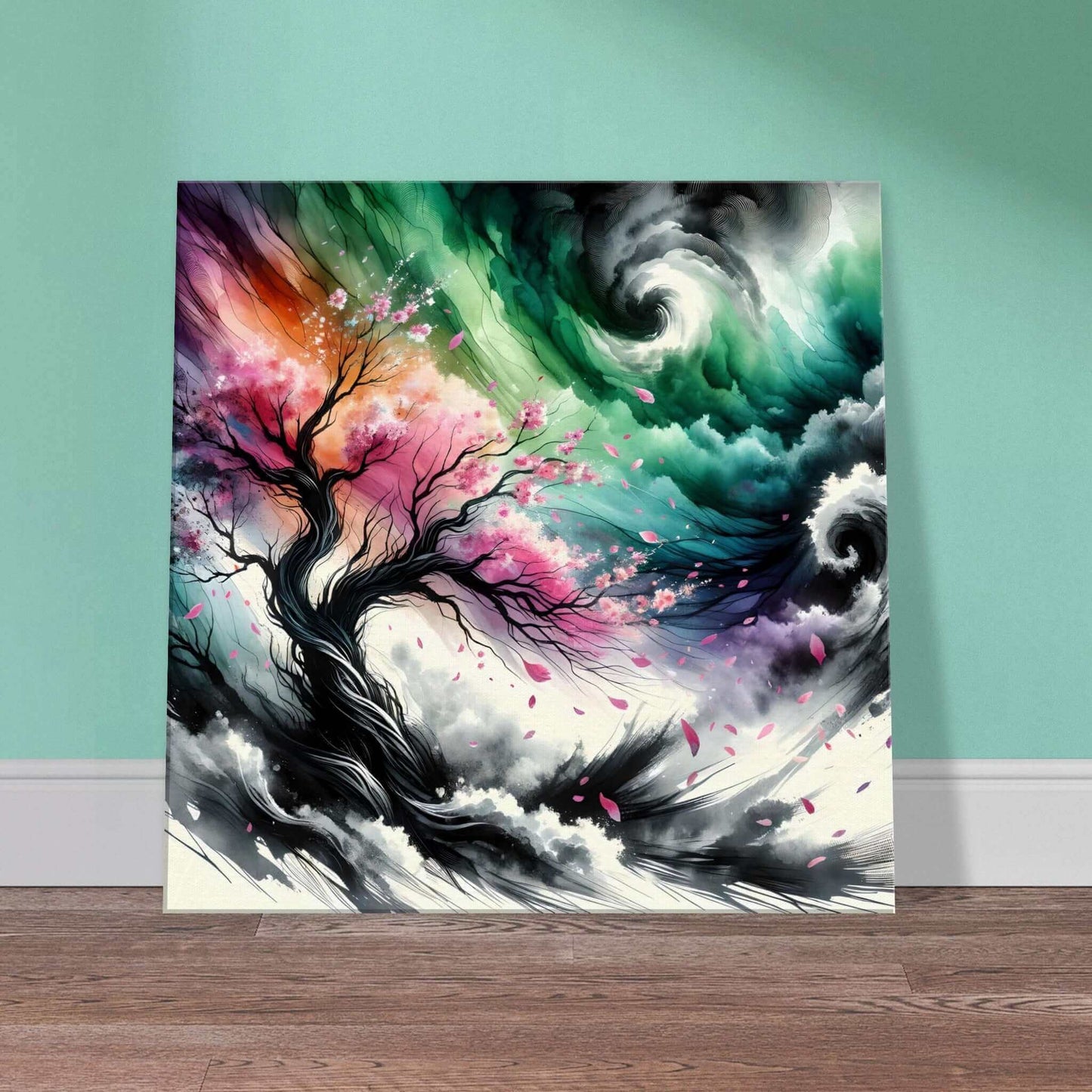 canvas visual art print a guardian of calm watercolor cherry blossom art