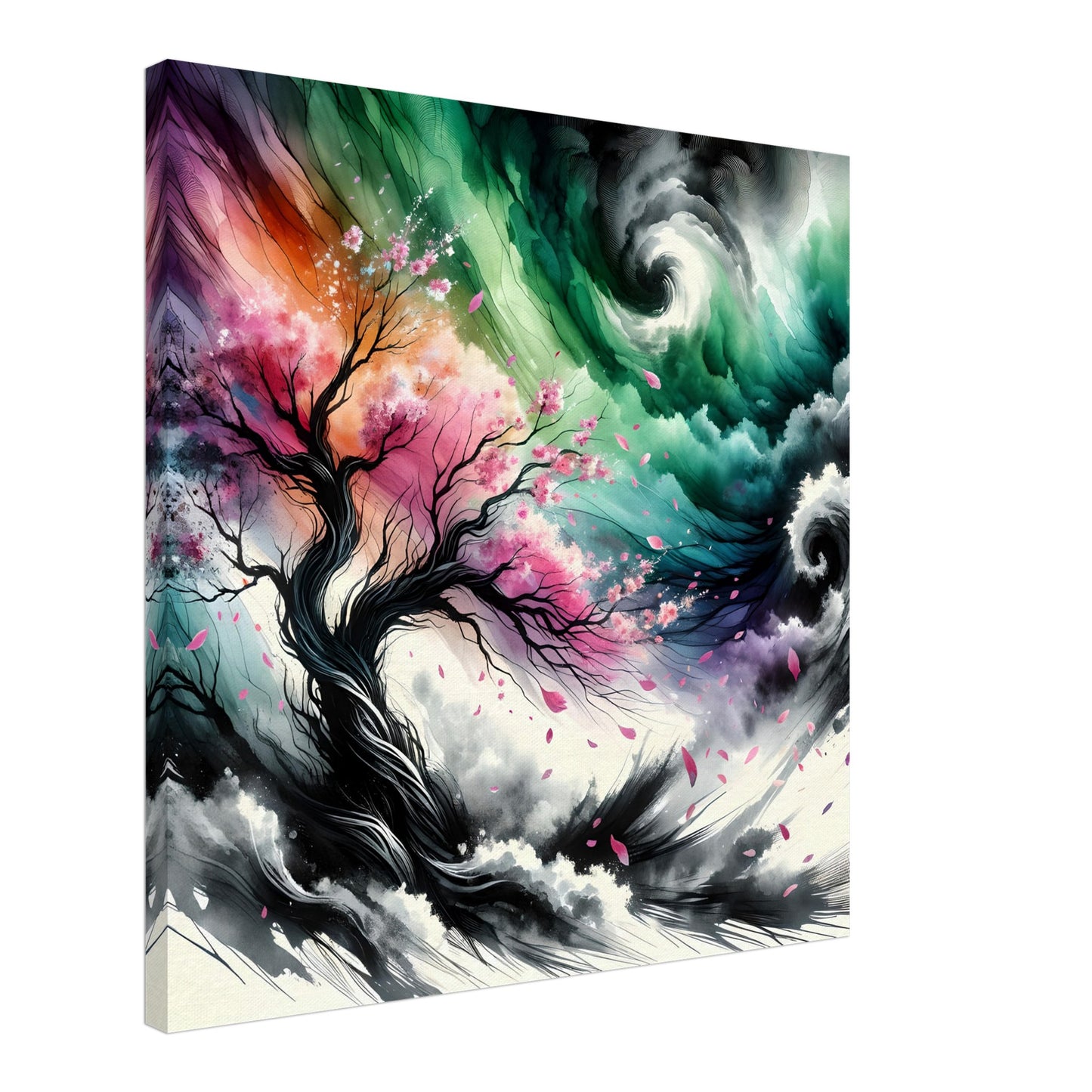 canvas visual art print a guardian of calm watercolor cherry blossom art side view