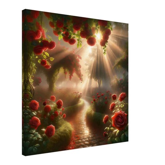 Morning Dew's Embrace Rose Biophilic Canvas