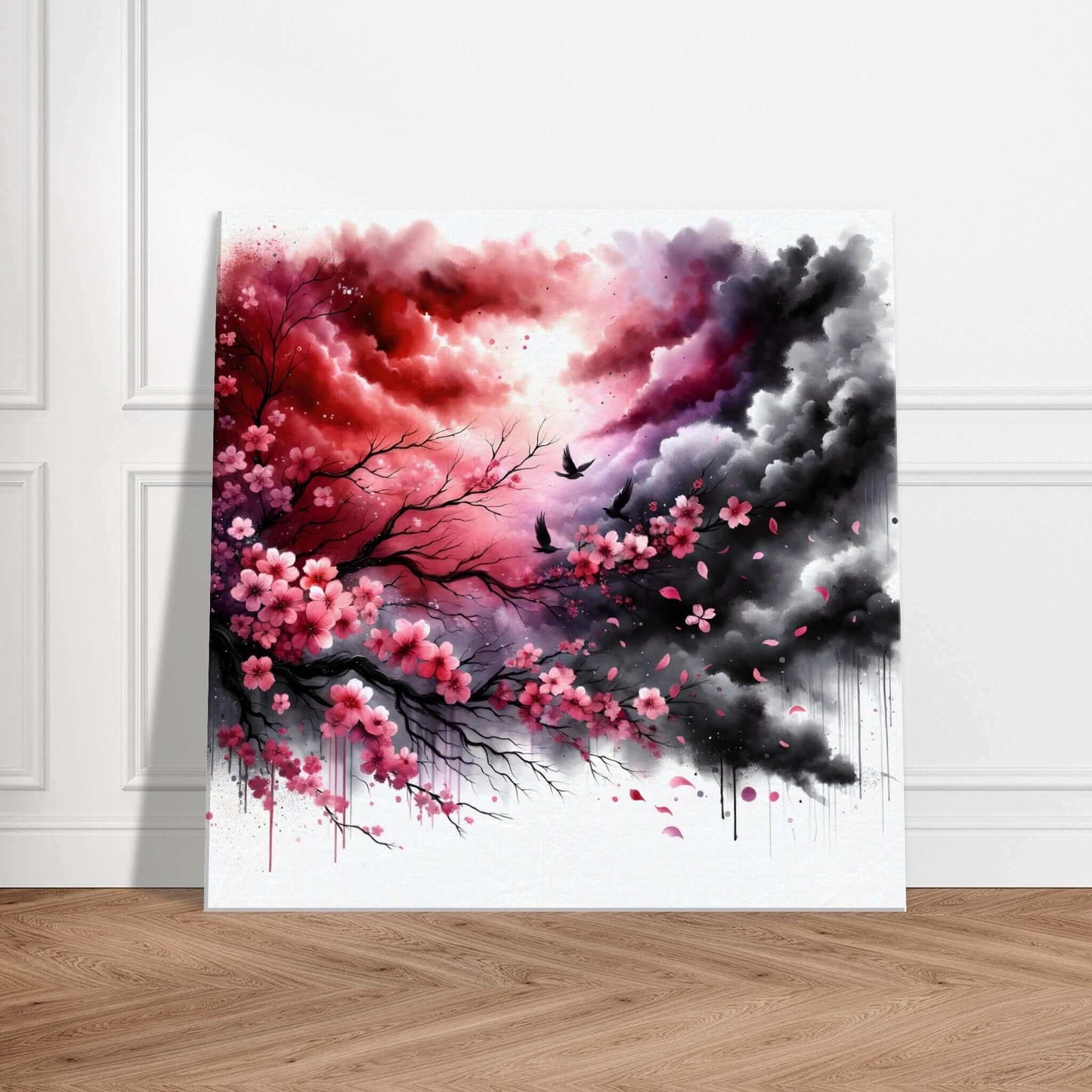 Cherry Dreams on Raven's Wings Canvas