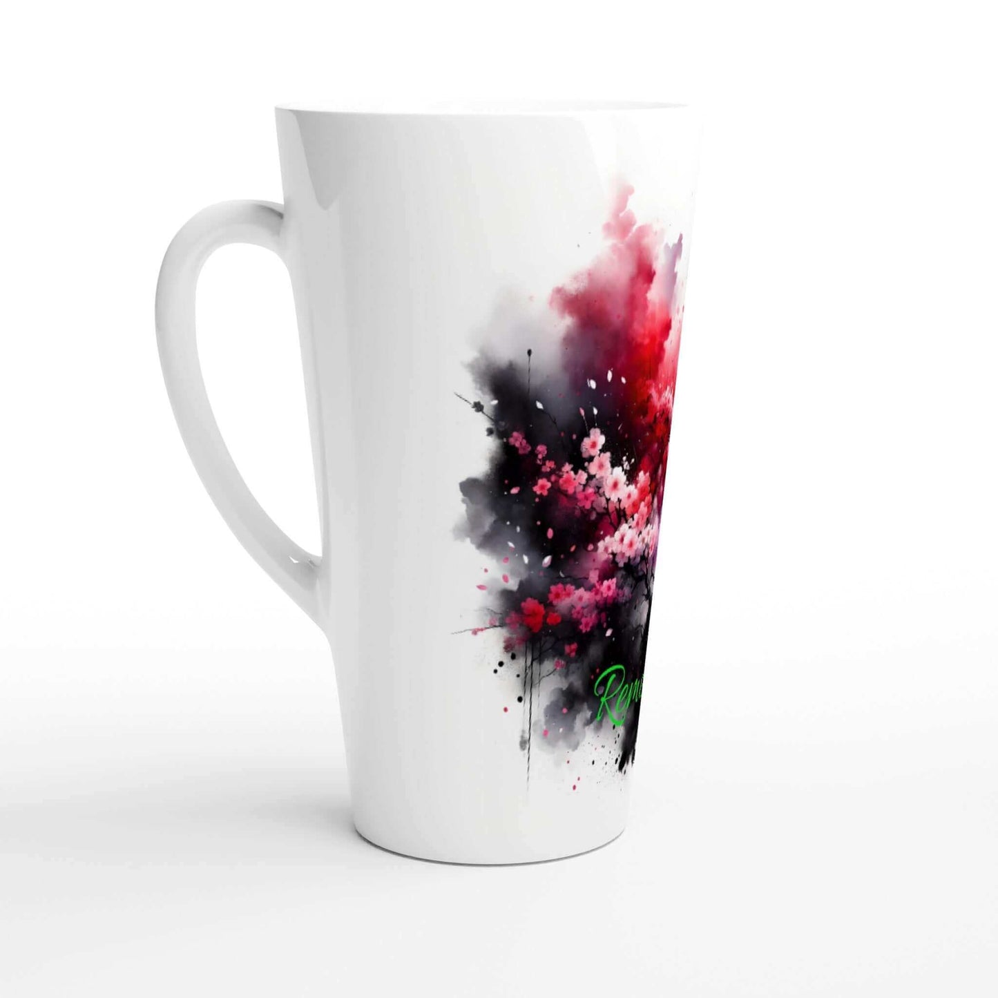 Petal Blossom Cascade: Moments in a Cup Collection Latte 17oz Ceramic Mug side view