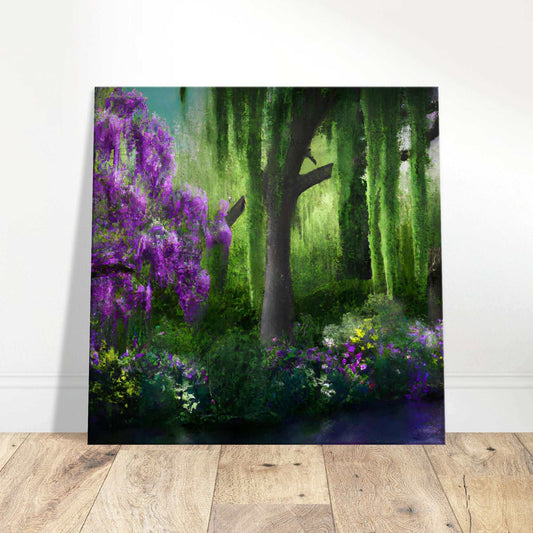 Dance of Wisteria and Willows on rivers edge Canvas