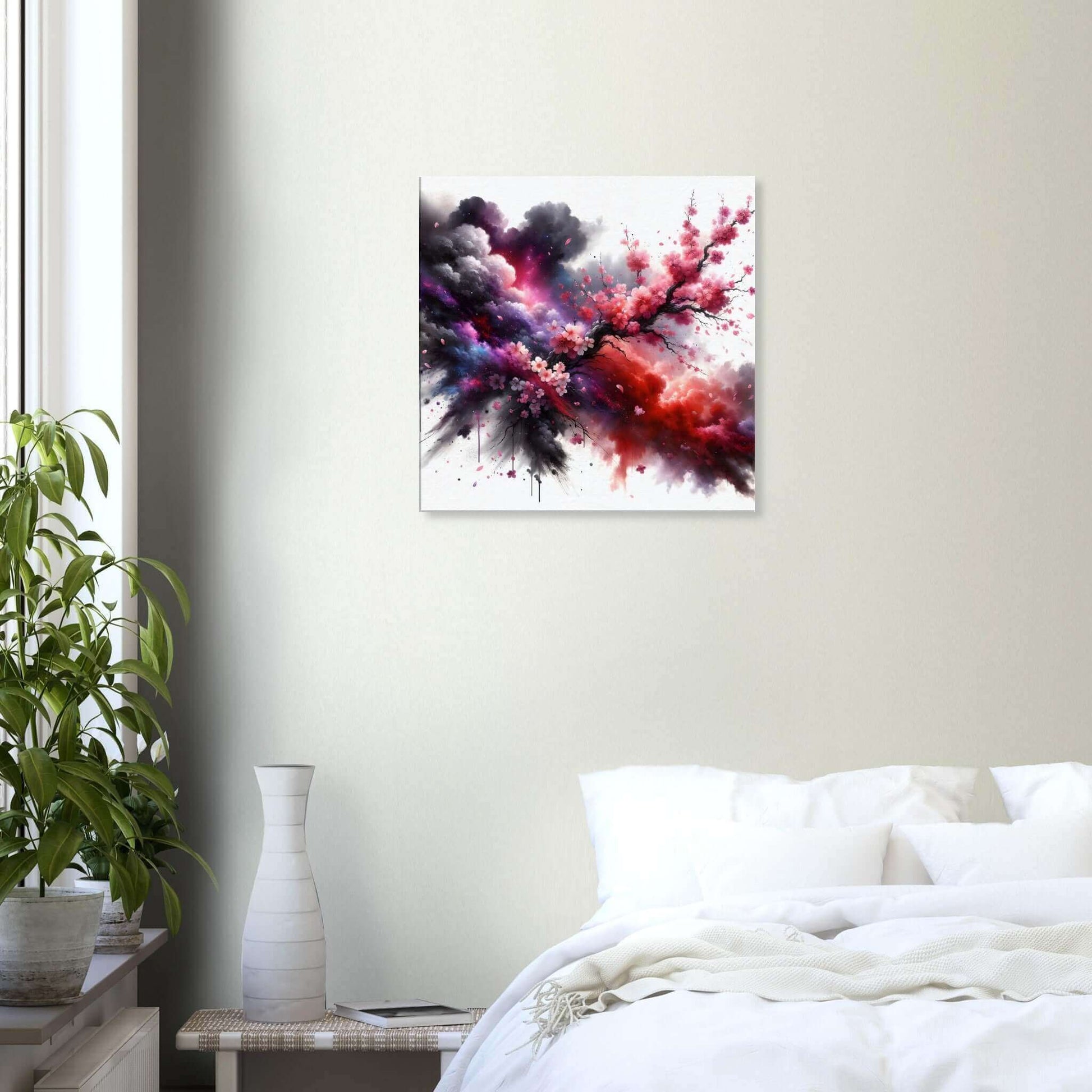 Sakura on a coming storm watercolor Canvas